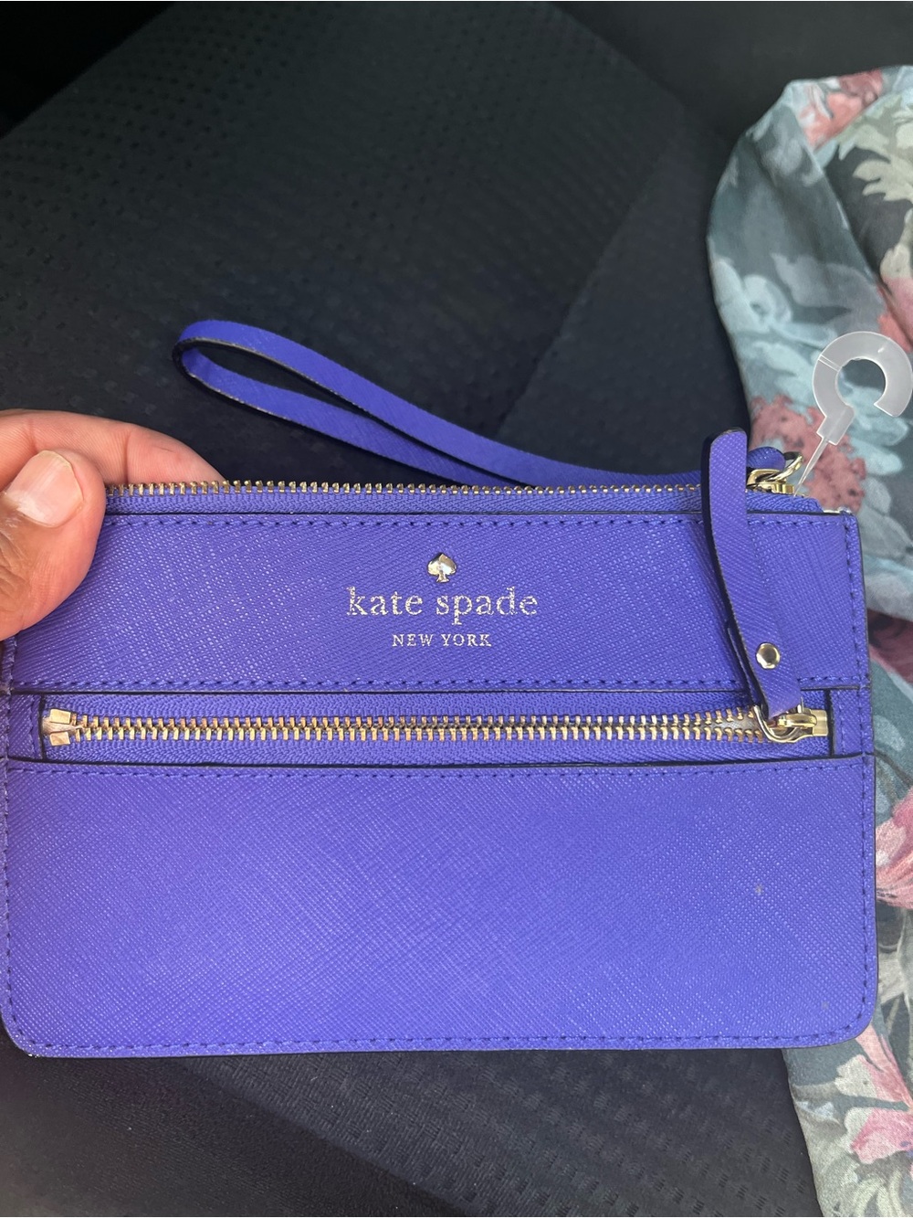 kate spade Purple Saffiano Leather Wristlet with Gold Hardware